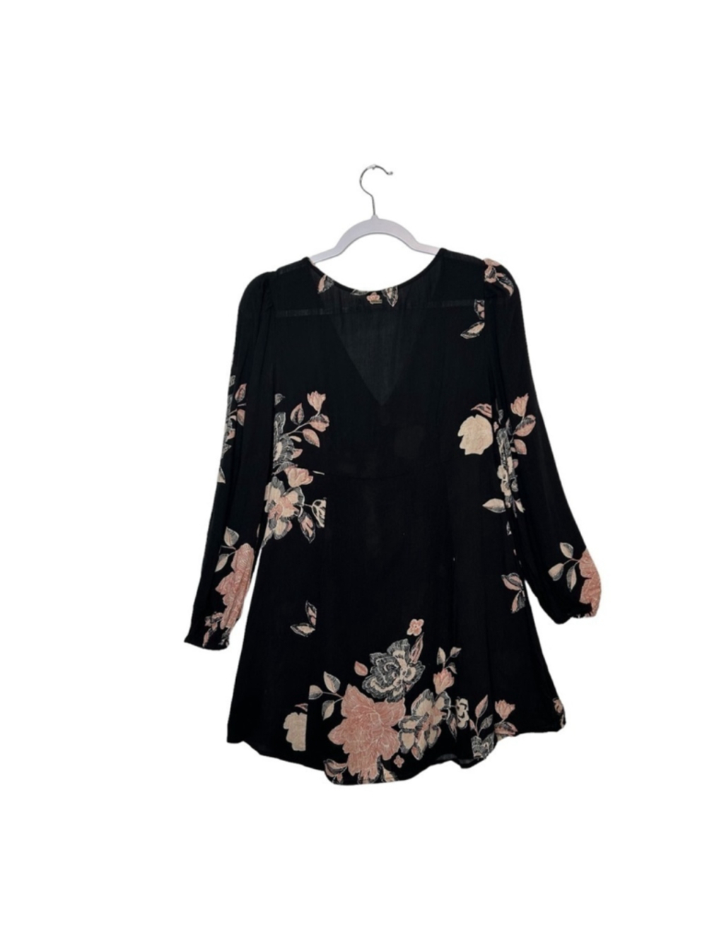 O'NEILL Juniors' Black Floral Printed Marylou Long Sleeve Mini Dress Size Small - Picture 7 of 12